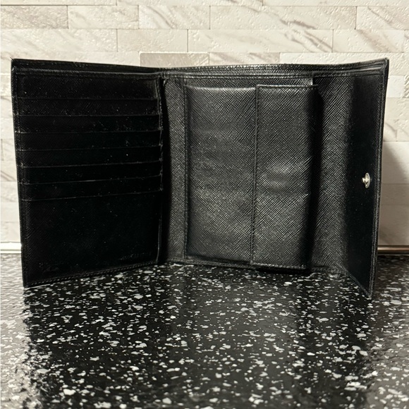 PRADA Saffiano Leather Tri-Fold Snap Wallet - Picture 3 of 7